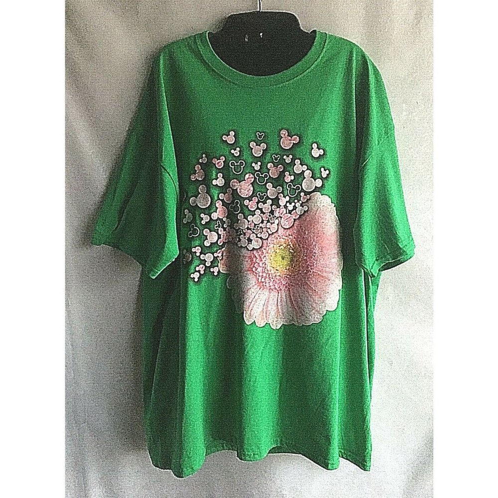 Women's T-Shirt Tee Women's X-Large Pink Flower Tee Green